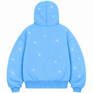 เสื้อฮู้ดบาลาคลาวาแบบซิปเต็มตัว ประดับคริสตัลทั่วตัว พรีเมียม ผ้าฝ้ายฟลีซทรงโอเวอร์ไซส์ สตรีทแวร์  รับสกรีนโลโก้ - Product Image 4