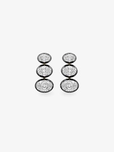 Boucles d'oreilles pendantes ovales en diamant de laboratoire East-West, serties à la géorgienne, délicates, de luxe, pour mariée, en or massif 14K 18K - Product Image 5