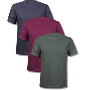 T-shirt à manches courtes pour homme, coupe classique, col rond, couleur unie, jersey 100% coton, décontracté, tricoté, design uni teint - Product Image 3