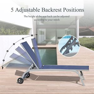 Set di 2 Lettini Prendisole Regolabili da Esterno con Ruote a 5 Posizioni per Piscina e Uso Esterno - Product Image 3
