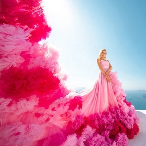 Nouvelle Arrivée Robe Longue Formelle en Chiffon 100% Soie Épaules Dénudées avec Traîne Volante pour Femme Écologique - Product Image 1