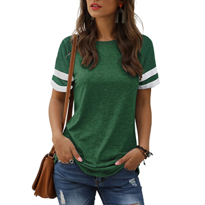 Camisetas informales de verano para mujer, camisetas de manga corta con cuello redondo y corte regular, camiseta transpirable con abertura lateral, estilo streetwear a la moda para mujer - Product Image 5