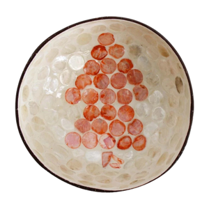 Bol en noix de coco artisanal incrusté de coquillages - Texture laquée élégante - Pièce de décoration minimaliste - Product Image 2