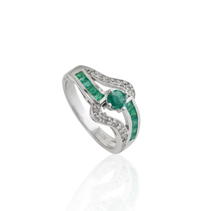 New Classy Vintage Inspired 925 Sterling <b>Silver</b> Authentic <b>Emerald</b> & Diamond Fine Jewelry <b>Ring</b> For Women - Product Image 3