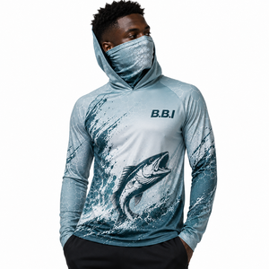 Sudadera con Capucha Unisex Personalizada Verde Océano para Pesca, Protección UV UPF 50, Manga Larga, Transpirable, Estampado Digital, Diseño Marino, Cuello Dry Fit - Product Image 4