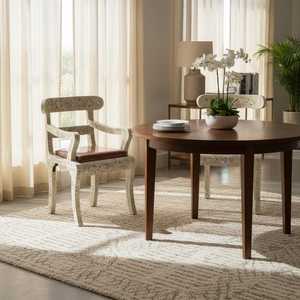 Chaise décorative en os incrustés, faite à la main en bois de manguier indien, avec siège rembourré, écologique, pour baptême - Product Image 3