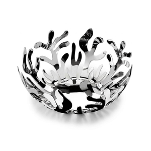 Elegante frutero de metal plateado inspirado en el coral, perfecto para la decoración moderna del hogar, almacenamiento en la cocina y servicio de lujo en la mesa. - Product Image 2