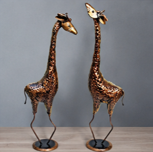 ชุดรูปปั้นยีราฟทองเหลือง งานฝีมือประดับตกแต่งบ้าน ชุบทอง 2 ชิ้น - Product Image 2