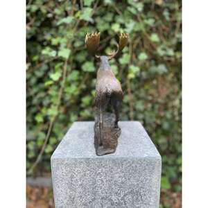 Sculpture décorative en fonte de renne aux bois sauvages avec base, prix de gros, décoration de Noël - Product Image 3