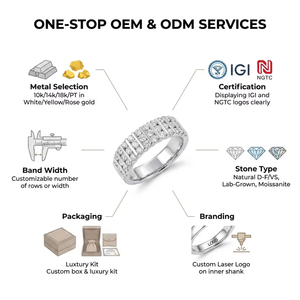 Anillo de Diamantes Naturales Verticales en Oro Blanco de 18k, Certificado IGI, Regalo para el Día de la Madre, Auténtico, Directo de Fábrica KING O KING - Product Image 5
