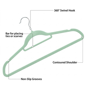 Cintre en velours personnalisé 42 cm, antidérapant, coupe-vent, écologique, de luxe, pour armoire, disponible chez Pavico VN - Product Image 4