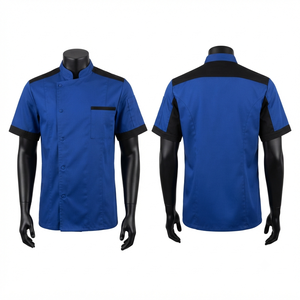Camiseta Unisex de Manga Corta para Restaurante/Bar, 200 GSM, Poliéster/Algodón, Estampado en Serigrafía, Azul Rey con Paneles en Contraste Negro, Logotipo Personalizado - Product Image 1
