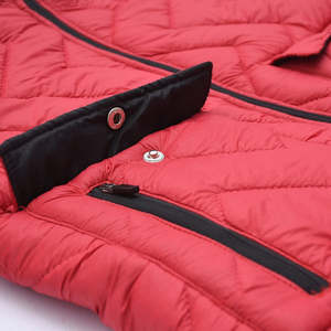 Veste matelassée rouge pour homme avec fermeture éclair, col montant, coupe-vent, vêtement d'extérieur décontracté pour l'hiver - Product Image 2