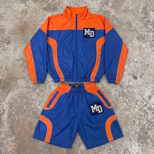 <b>Men's</b> Windbreaker Short Set Relaxed Fit Breathable Windbreaker Nylon Tracksuit Set Solid for <b>Summer</b> - Product Image 2
