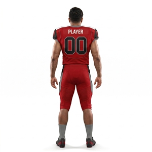 Ensemble d'uniformes de football américain sublimés personnalisés à contraste élevé rouge, noir et blanc - Jeunesse et Hommes Sialkot OEM avec nom d'équipe - Product Image 2