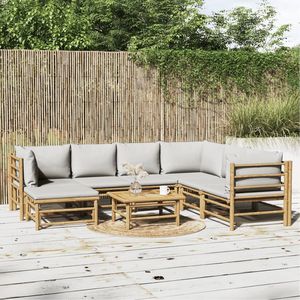 Set Lounge da Giardino Grigio Chiaro Collezione Bambù Naturale - Product Image 1