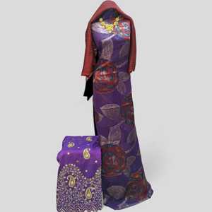 Lo último en tela de gasa ligera de Color melocotón con piedra dorada Fransawi de seda Lisa Jacquard para mujeres y niñas vestidos musulmanes - Product Image 5