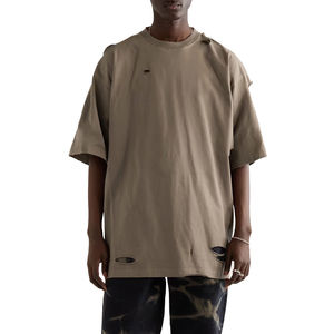 Camiseta Distressed Extra Grande Personalizada al por Mayor para Hombre, Camisetas de Algodón 100% de Alta Calidad, Servicio OEM - Product Image 1