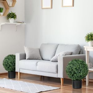 2 Pack 20.5\" Boxwood Topiary <b>Trees</b> with Pots Indoor/Outdoor Decorative Faux Plants 20.5\" <b>Artificial</b> <b>Trees</b> - Product Image 4
