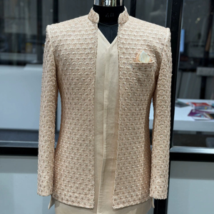 Luxury Men’s Embroidered Indo Western Sherwani Jacket <b>Set</b> | Wedding Designer Bandhgala <b>Blazer</b> for Groom & Ethnic Wear Export - Product Image 1