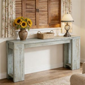 Consolle Decorativa in Legno Stile Rustico per Ingresso, Foyer e Divano - Product Image 1