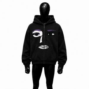 Custom Black Face Art <b>Zip</b> <b>Up</b> <b>Hoodie</b> Oversized Streetwear <b>Graphic</b> Hooded Sweatshirt Unisex Casual Fashion Full Zipper Urban Wear - Product Image 1