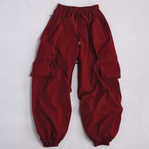 Pantalones Cargo Rojos Unisex, 100% Poliéster, Cintura con Cordón, Transpirables, Estilo Adulto - Product Image 1