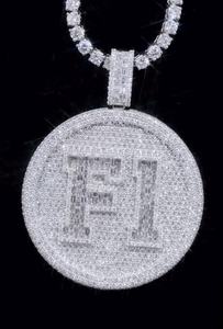 Colgante VVS1 de Moissanita Personalizado con Incrustaciones de Plata 925, Colgante Grueso Personalizado con Nombre en Círculo, Joyería HipHop para Regalo - Product Image 3