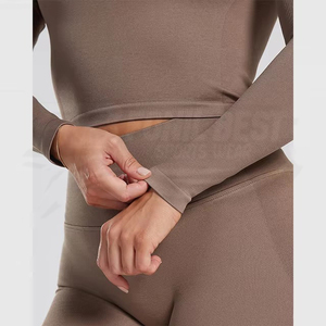 Conjunto de 2 Piezas de Chaleco Deportivo para Mujer, Tejido Elástico, Corte Ajustado, Color Personalizado, de Secado Rápido, Cintura Alta - Product Image 6