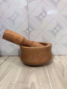 Mortier et pilon en bois pour épices, herbes et médicaments, ensemble de deux pièces - Product Image 5