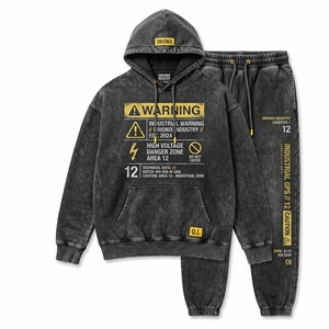 Survêtements personnalisés en coton/polyester délavé à l'acide pour hommes, fabriqués en usine, ensemble de survêtement décontracté pour hommes, ensemble de survêtement attrayant - Product Image 1