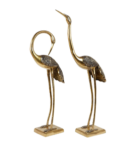 Ensemble de 2 statues d'oiseaux grue en métal, figurines décoratives d'oiseaux à long cou, décoration élégante pour la maison, ornement de table - Product Image 6