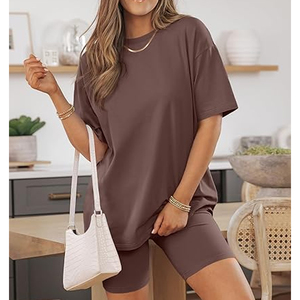 Women Trendy Biker Shorts and Loose T Shirt <b>Matching</b> Set Summer Casual Streetwear Outfit - Product Image 5