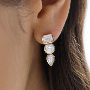 Wholesale 14K/18K Yellow Gold 2.5 ct Lab Grown Diamond Earrings Studs Gold Multi Shape Drop Earrings Bezel <b>Set</b> Dangle Earring - Product Image 1