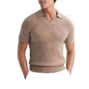 Pull en cachemire tendance personnalisé, chemise à col polo en cachemire uni, pull en tricot sport surdimensionné pour homme - Product Image 1