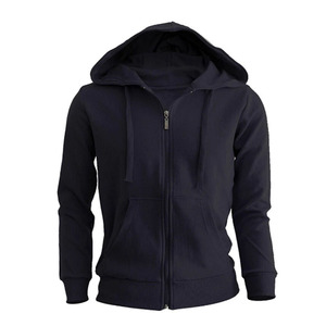 Men's Zipper Hoodie Sweatshirt 100% Cotton Winter Breathable Eco-Friendly Fleece Knitted Fabric Plain Dyed Long Sleeve <b>Design</b> - Product Image 2