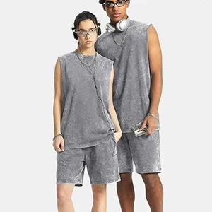 Camiseta sin mangas de algodón lavado estilo vintage americano para hombre, moda urbana, marca de moda, camisetas de manga corta dividida, verano 2026 - Product Image 5