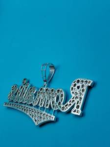 Pendentif personnalisé en moissanite avec nom, en argent 925 plaqué rhodium, lettres serties de pierres, style hip-hop, pour fiançailles, unisexe, usage quotidien - Product Image 2