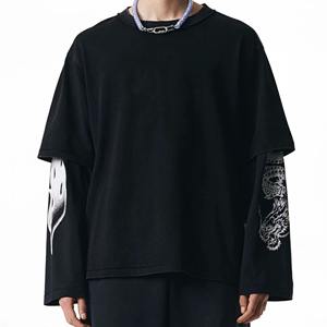 Camisetas personalizadas de alta calidad 100% algodón, algodón grueso, 2 en 1, doble capa, largas - Product Image 6