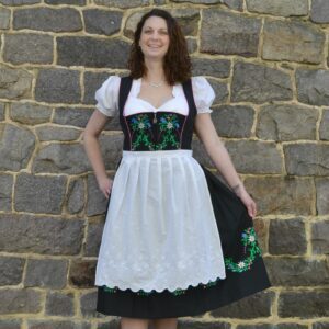 Women's Bavarian Dirndl <b>Dress</b> A-Line Midi With Floral Embroidery Puff Sleeve Vintage Folk Costume - Product Image 5