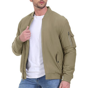 Vestes bomber décontractées pour hommes de haute qualité, vente en gros, coupe-vent d'hiver, 100% polyester/coton, personnalisables, couleur unie - Product Image 2