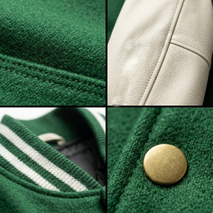 New Hampshire High Quality Varsity <b>Jacket</b> <b>Men's</b> Green <b>White</b> Leather Sleeve Embroidered Letterman Bomber Winter Casual Wear - Product Image 5