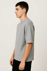 T-shirt d'été uni de couleur unie, de haute qualité, en coton lourd 100% 180 GSM, col rond, coupe ample, épaules tombantes. - Product Image 2