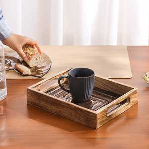 Modern rectangular wooden serving tray Engraved pattern vintage design Handmade wooden serving dish Dishes & Plates - Product Image 2