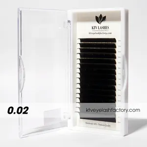 KTV LASHES Promoção de alta qualidade premium vison 0.02mm CC D L Volume ondulado Extensões de cílios preto fosco feito à mão OEM