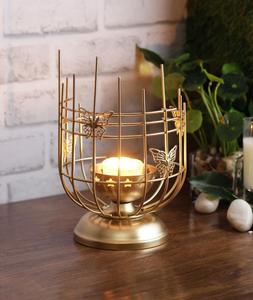 Golden Butterfly Cage Lantern <b>Candle</b> Holder with Star Cutouts for Home Decoration - Product Image 4