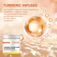 OEM ODM Tampons Nettoyants au Curcuma et à l'Acide Kojique, Éclaircissants, Blanchissants, Exfoliants pour Taches Brunes, Personnalisables