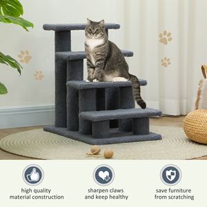 Albero per Gatti in Legno con Tiragraffi in Sisal, Scala per Animali Domestici da Interno, Materiale Plastico e Cartaceo per Gatti e Cani - Product Image 4