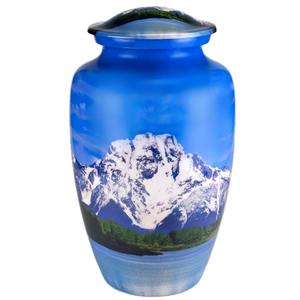 โกศบรรจุอัฐิแบบอเมริกัน สีขาว ความจุ 200 คิวบิกอินช์ พร้อมภาพวิวภูเขาอันงดงาม แสดงความรำลึกถึงผู้ที่คุณรัก - Product Image 1