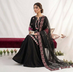 Trending black Silk <b>Top</b>-Sharara Dupatta Set Embroidery <b>Sequins</b> Work Fully Stitched Ready Wear Diwali <b>Party</b> Premium Dress - Product Image 1